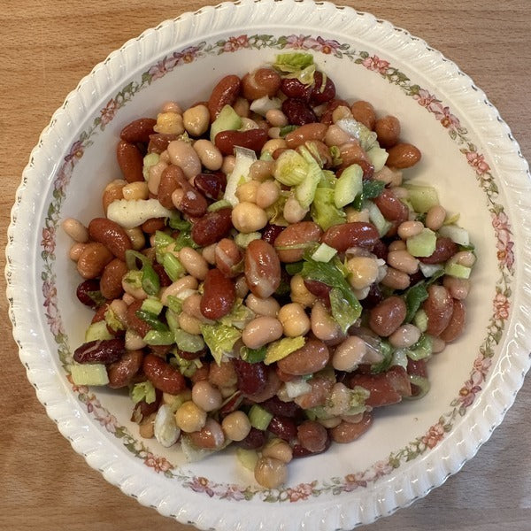 mixed bean salad with green onion and celery 