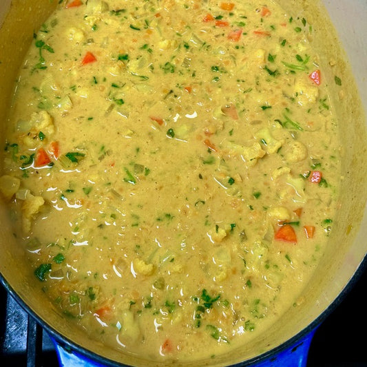 Coconut Cauliflower & Red Lentil Soup