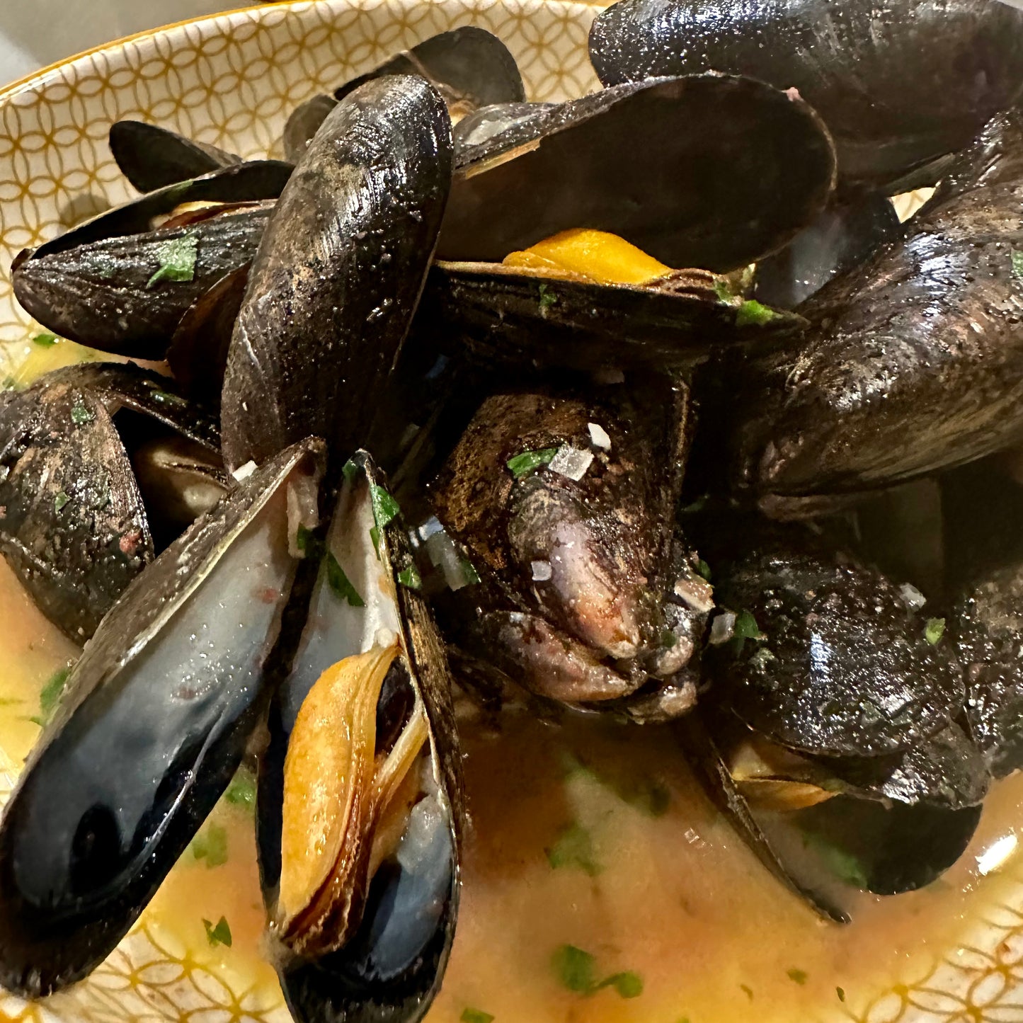 Mussels Two Ways: Classic Moules Marinieres and Thai Coconut Broth.