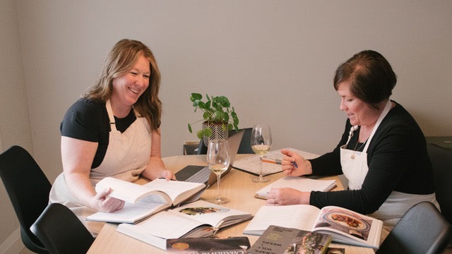 Jody and Kirstie planning the next live cooking class