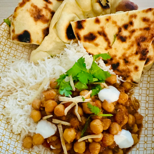 Chana Masala with Garlic Buttered Naan